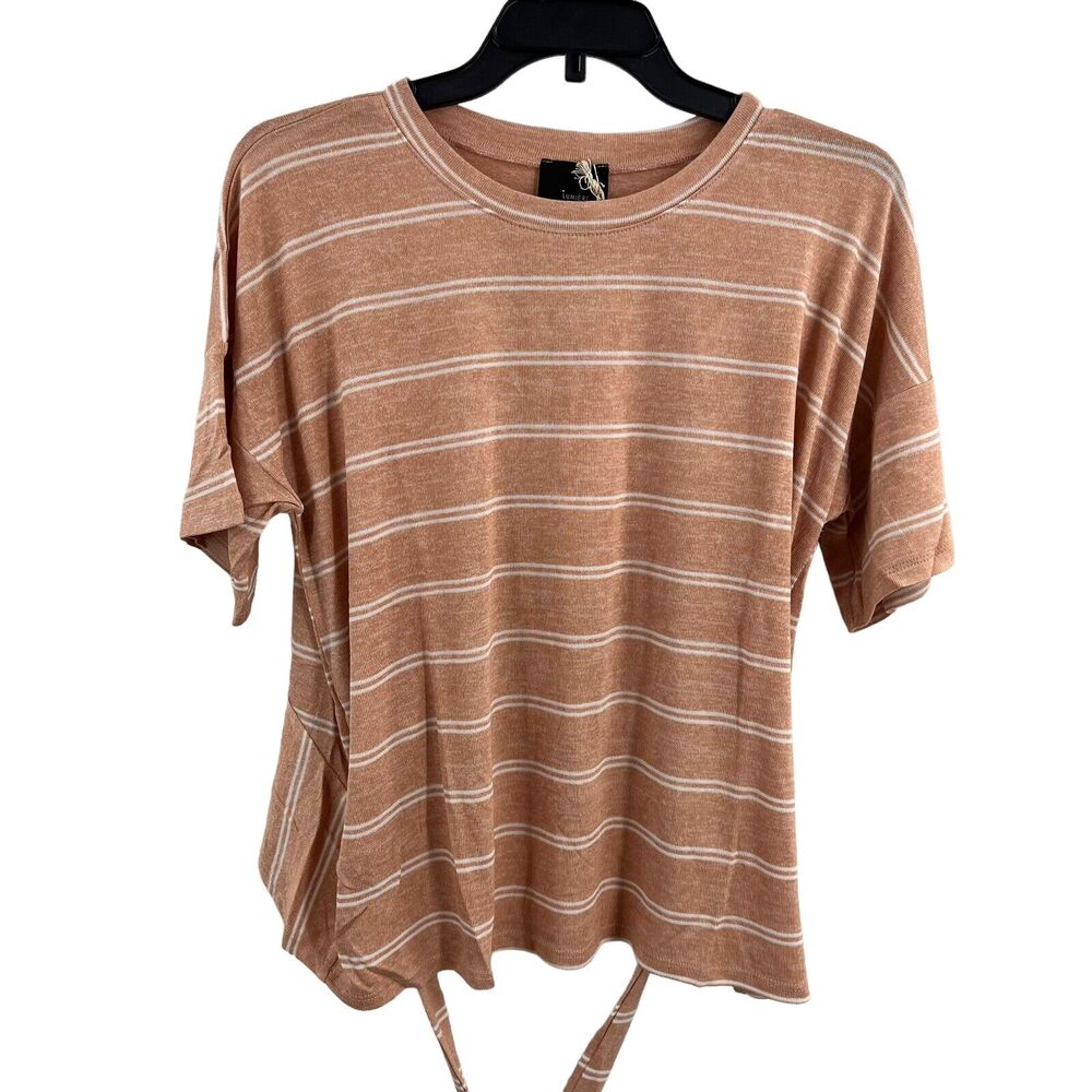 Lumiere Short Sleeve Striped Sweater Tie Back New‎ Large